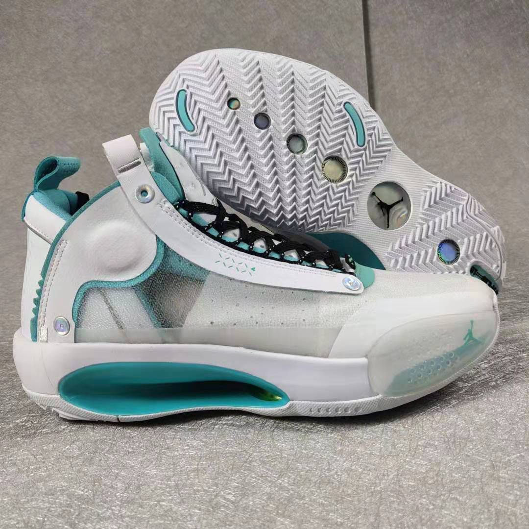 2019 Air Jordan 34 White Jade Blue Black Shoes - Click Image to Close